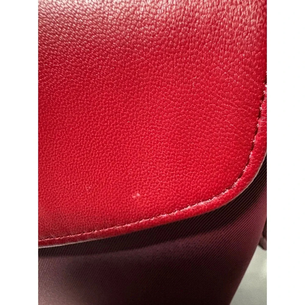 Kate Spade New York Red Burgundy Leather Nylon Crossbody Bag Gold Hardware‎